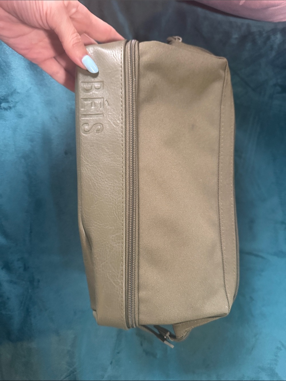 BEIS Dopp Toiletry Kit with Dual Zip Compartments in Olive - Picture 5 of 5